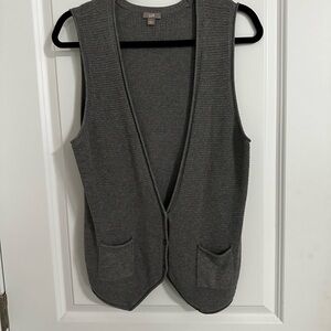 J. Jill Gray Knit Sleeveless Button-Front Vest
